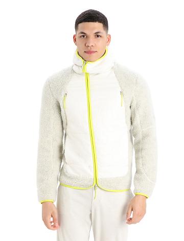 Sweat À Capuche Icebreaker RealFleece™ Merino High Pile Long Sleeve Zip Hood Homme Blanche | FR 1245LISH